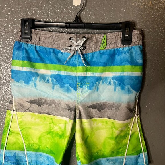 OP Boys' Shark Print Swim Trunks - Size Medium - Picture 2 of 3